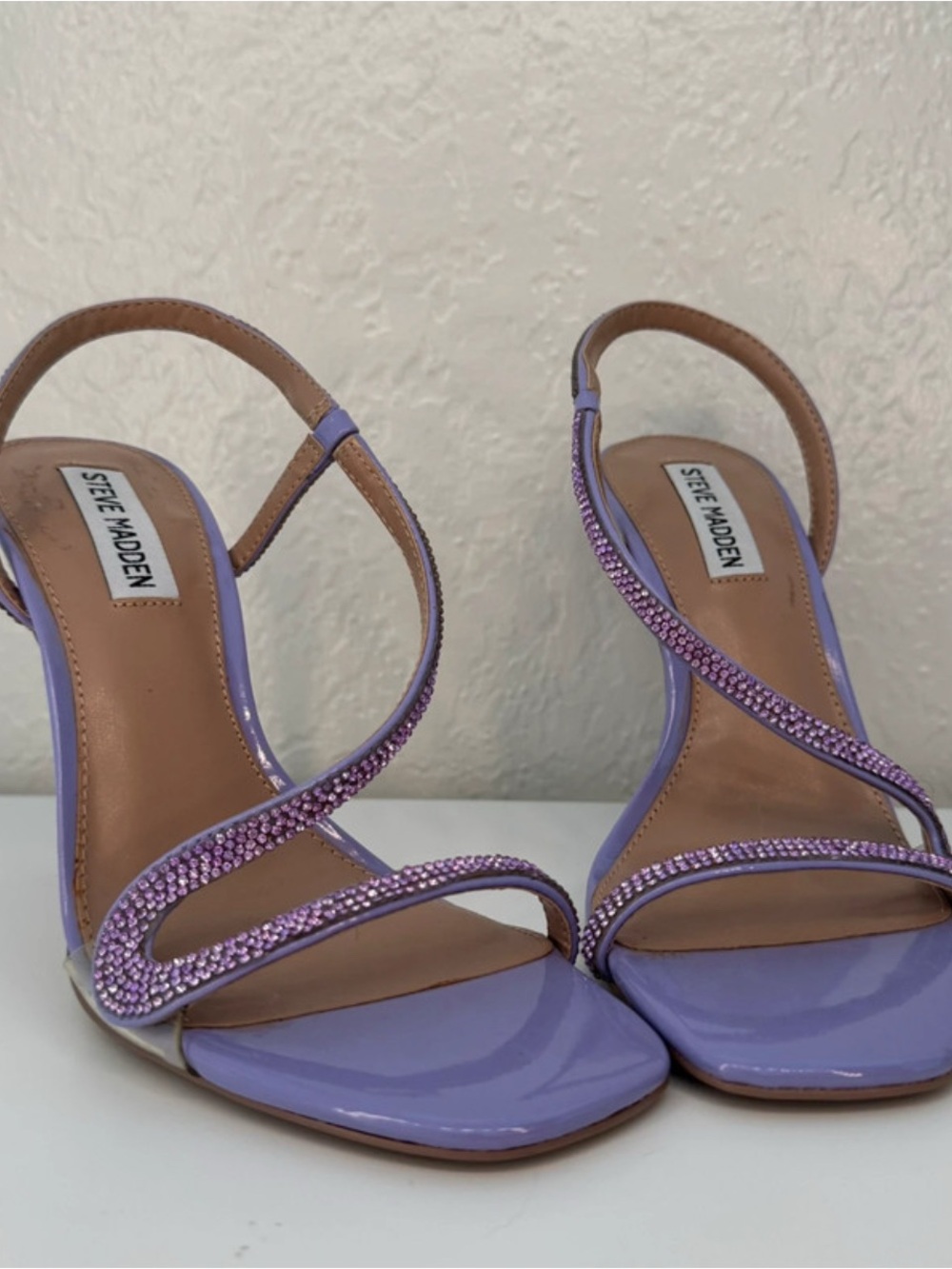 Steve Madden Lavender Crystal-Strap Slingback Heels